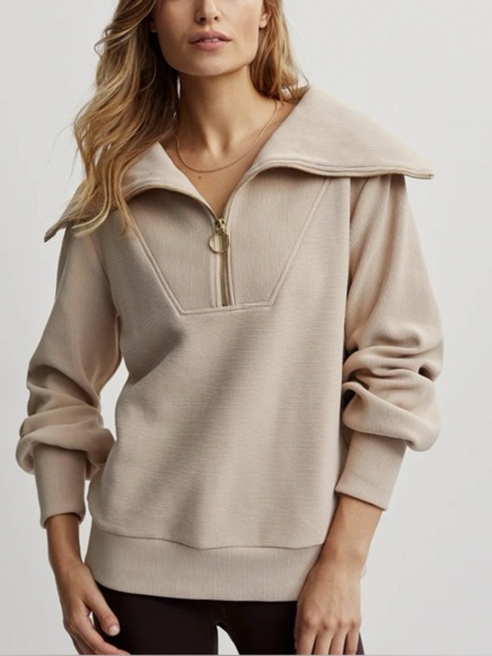 Varley Vine Half-Zip Pullover Ottoman Taupe Small